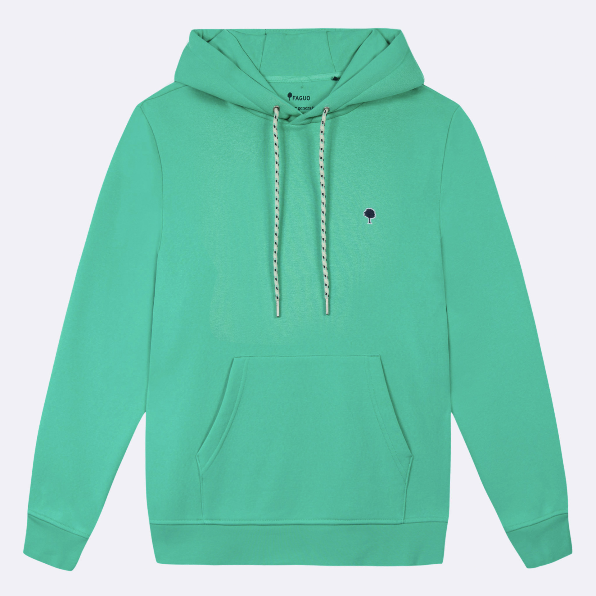 Sweat à capuche vert menthe coton et coton recyclé - modèle dirac