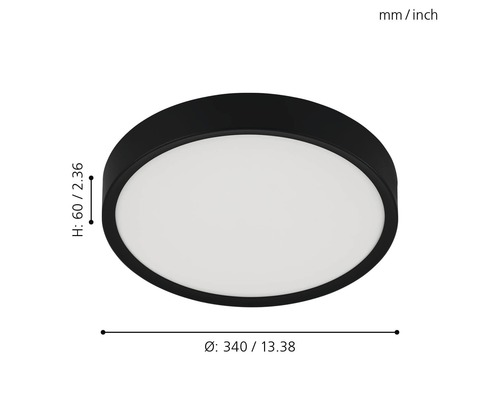 LED plafondlamp 18W 2000 lm 3000K Ø 34 cm Musurita zwart/wit