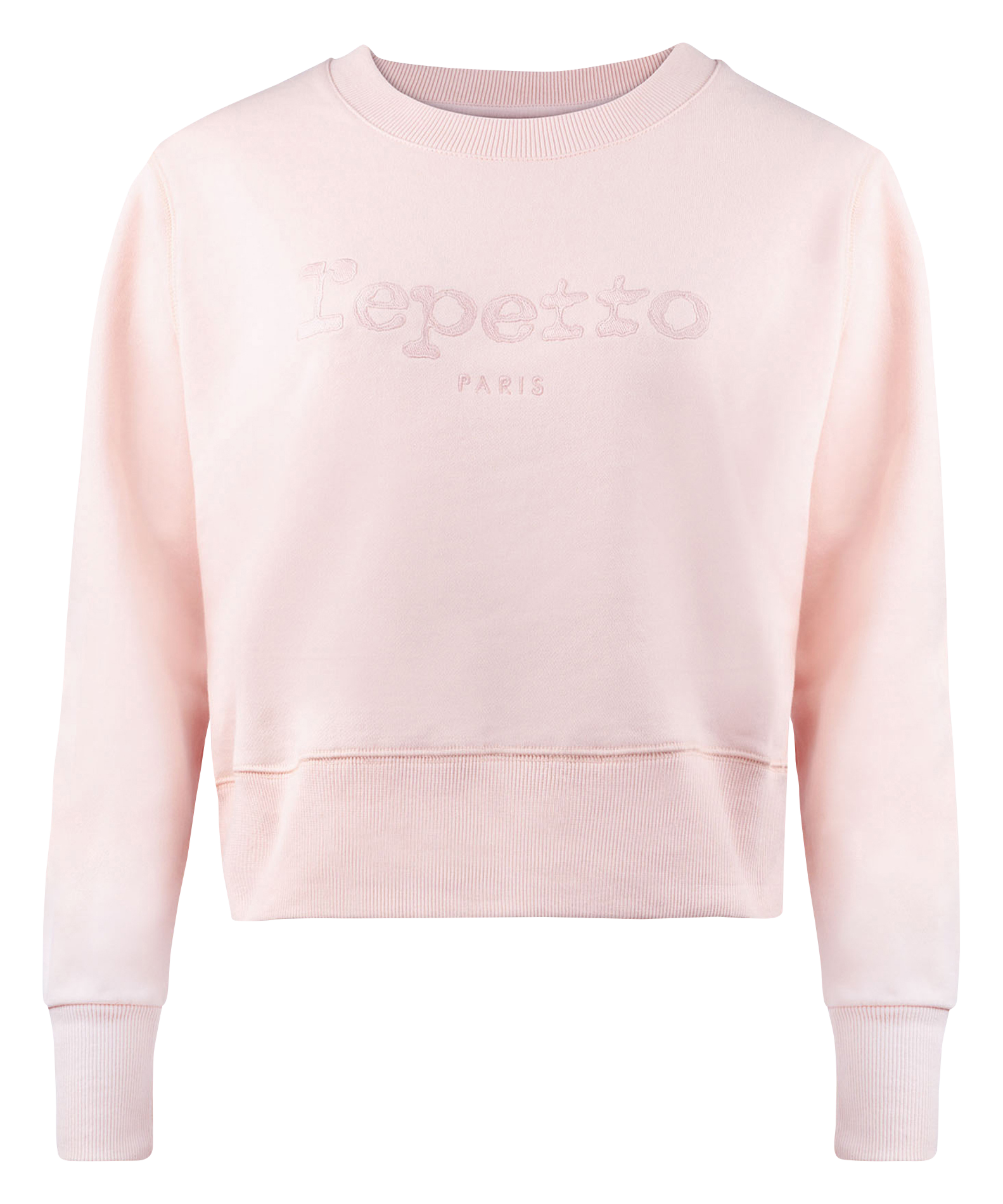 Sweatshirt col rond en coton brodé | Rose