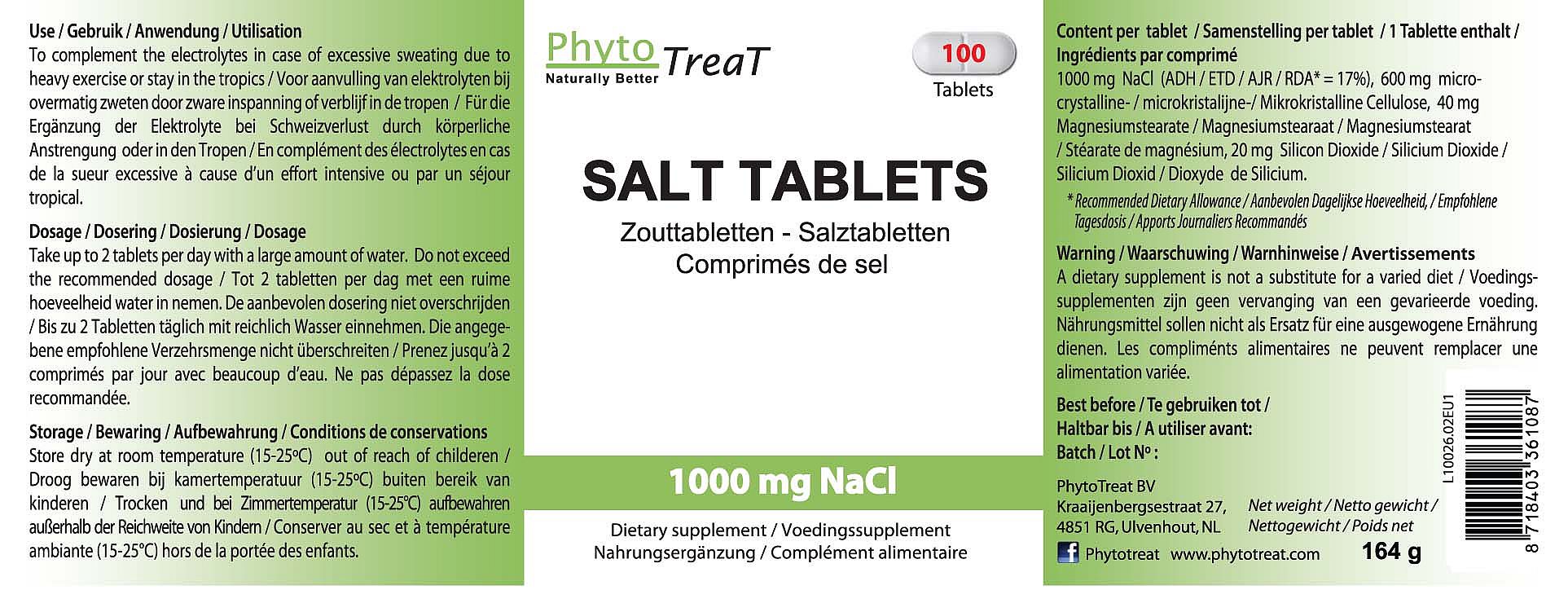 Phytotreat Zouttabletten 1000 mg 250 Tabletten