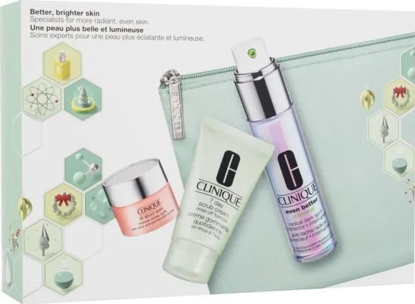CLINIQUE SET (EVEN BETTER CLINICAL RADICAL DARK SPOT CORRECTOR INTERRUPTER   7DAY SCRUB 30ML   ALL ABOUT EYES 5ML)