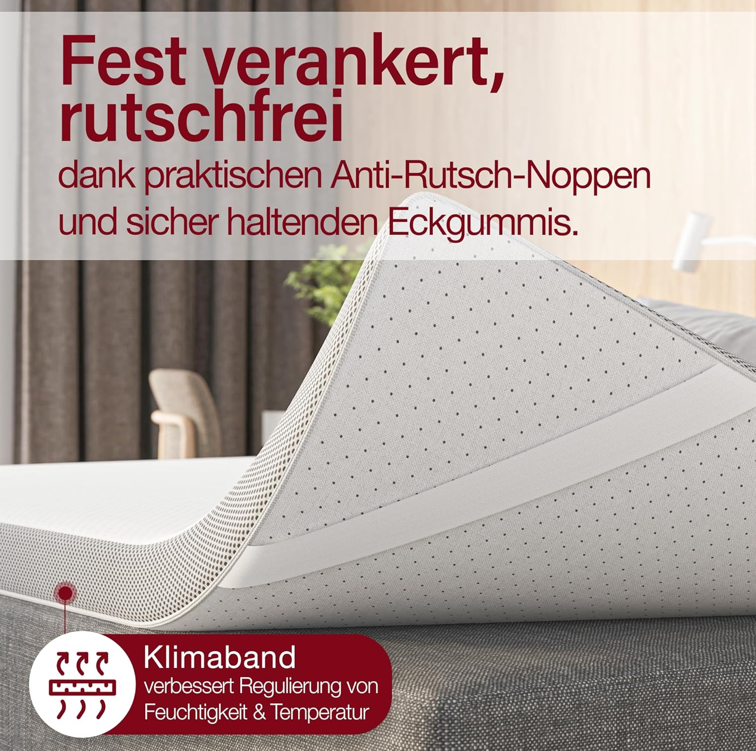 Topper 140x200-7-Zonen Memory Foam & Komfortschaum - Matratzentopper in 2 Härtegrade - Matratzenauflage mit Anti-Rutsch Unterseite & abnehmbarem Bezug