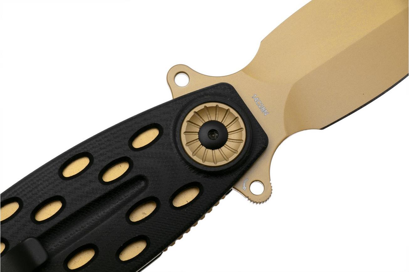 QSP Knife Beetle 162-C, Bronze 14C28N, Black G10, zakmes