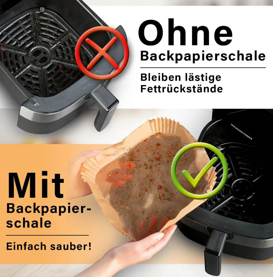 GOURMETmaxx Backpapier-Schalenfür Heißluft-Fritteusen 50er-Set 23x23x4,5cm braun