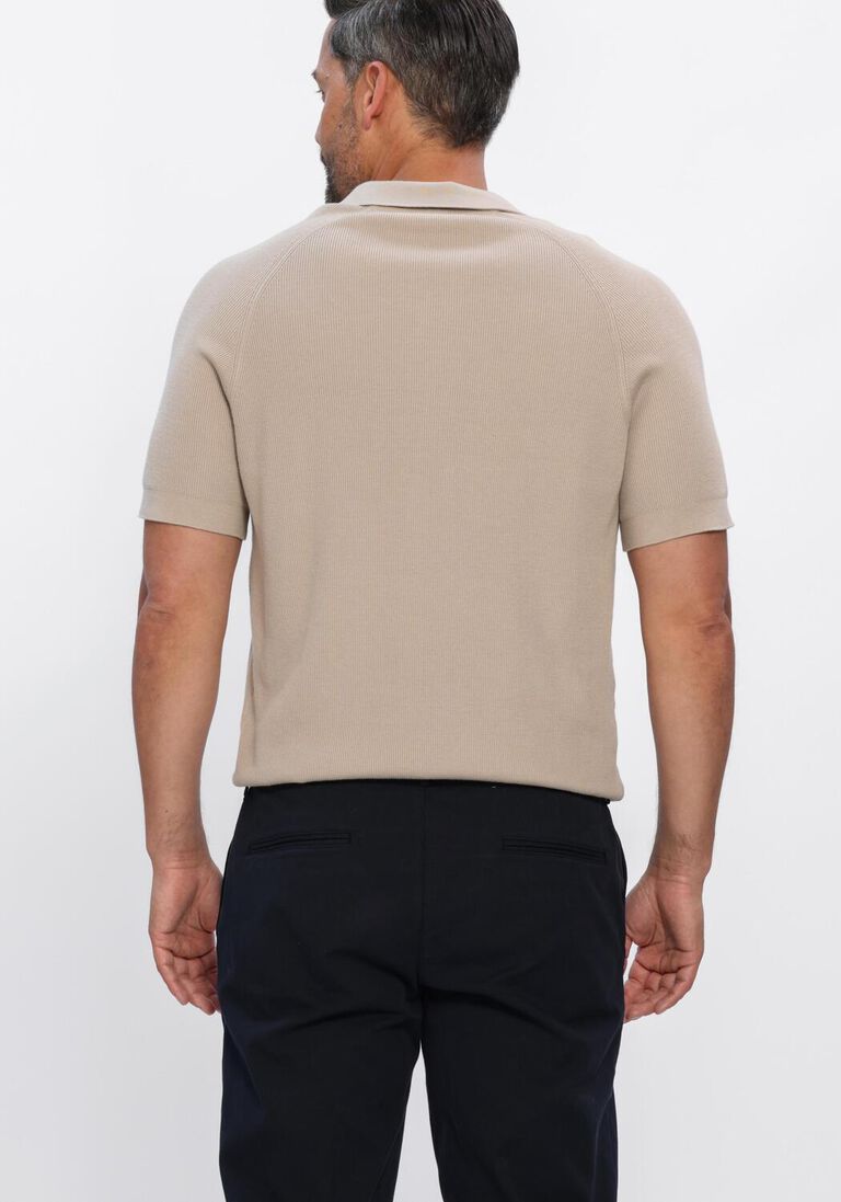 beige profuomo polo polo open collar rib