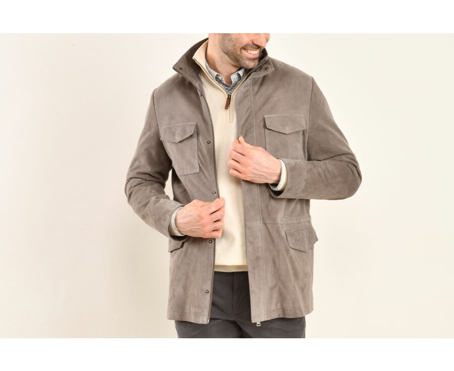 Veste en cuir homme Taupe - FULBERT