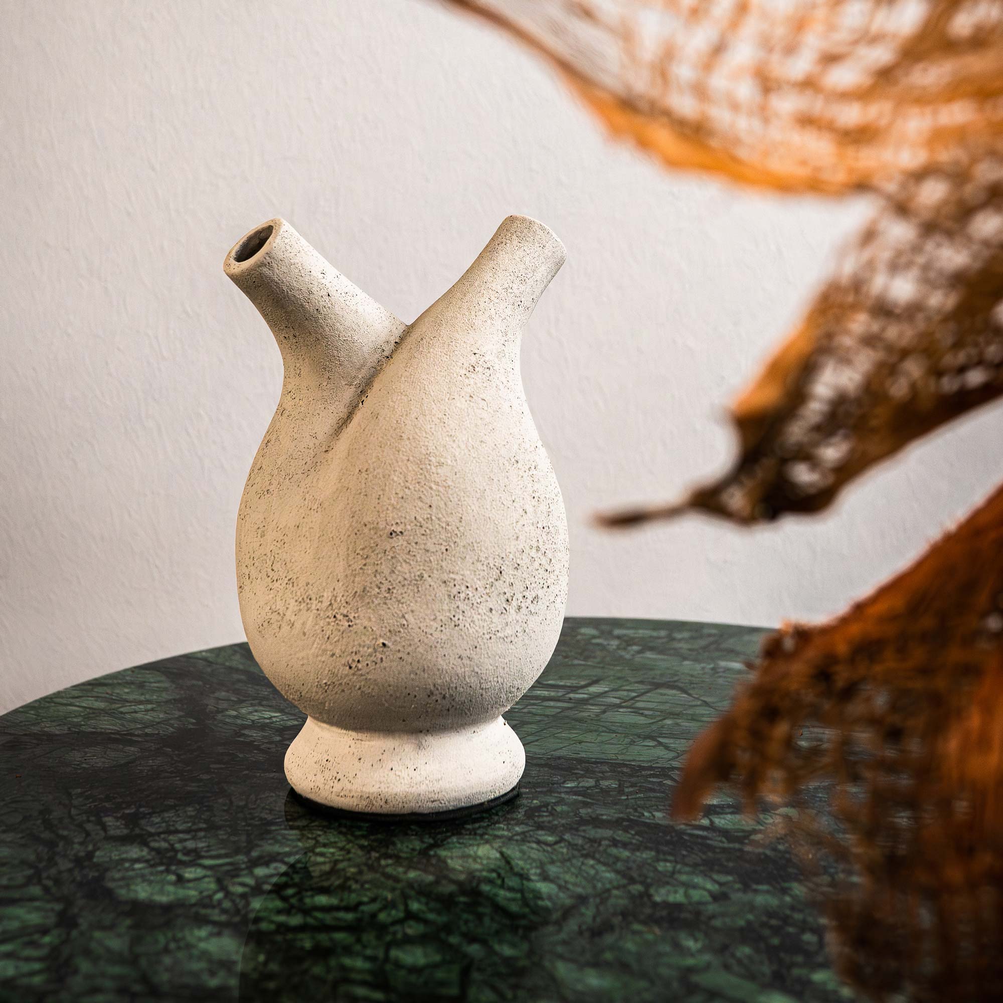 Vase mit 2 Hälsen, grau, H 25 cm, Ø 15 cm von fischer's lagerhaus