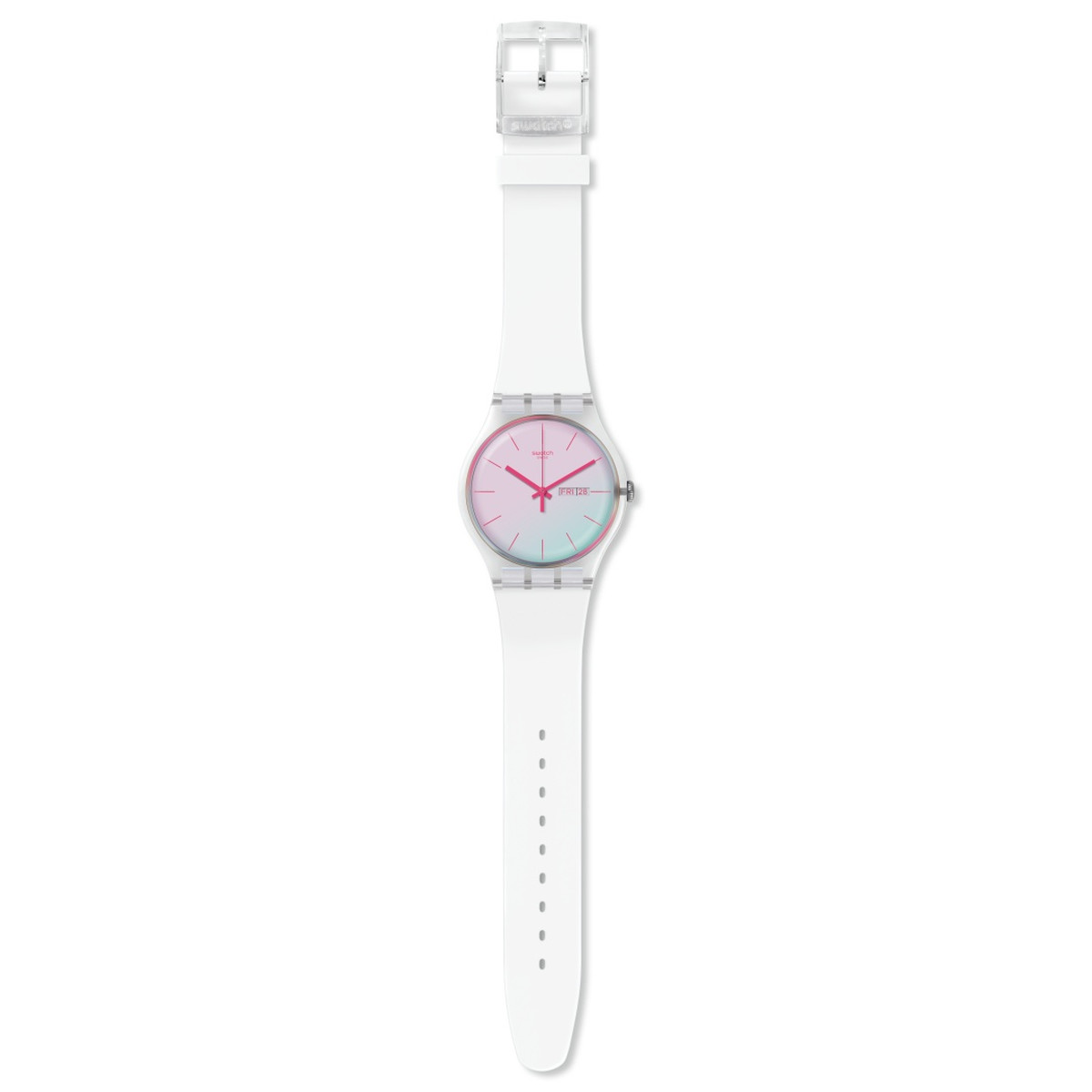 Montre Swatch New gent biosourced Polawhite mixte matériau biosourcé bracelet silicone blanc