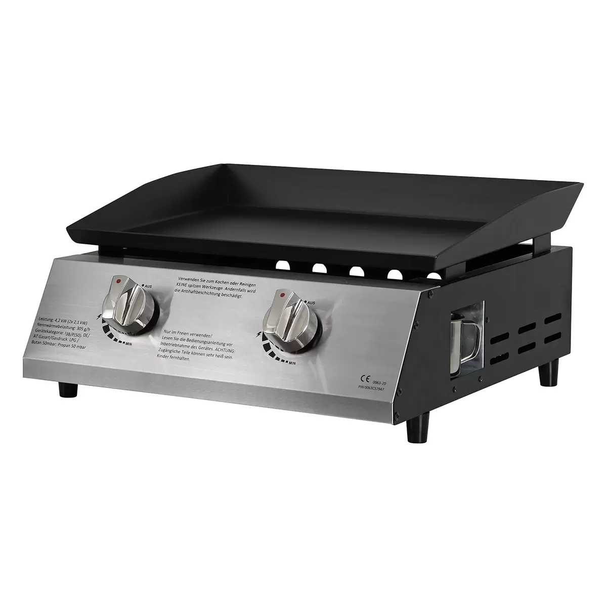Gas Plancha Valencia 2 Brenner BBQ Dragon schwarz,silber