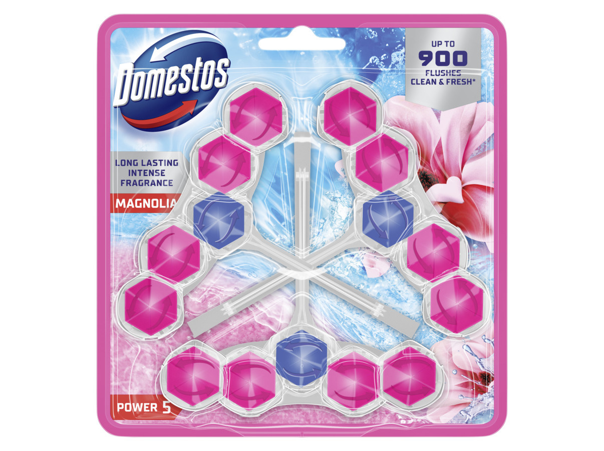 BLOCO SANITÁRIO DOMESTOS POWER 5 PINK MAGNOLIA 3X55G