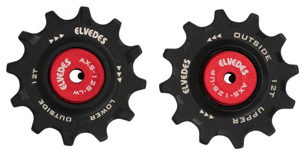 Paire de Galets de Dérailleur Elvedes pour Sram Force / Red eTap AXS 2x12 Dents