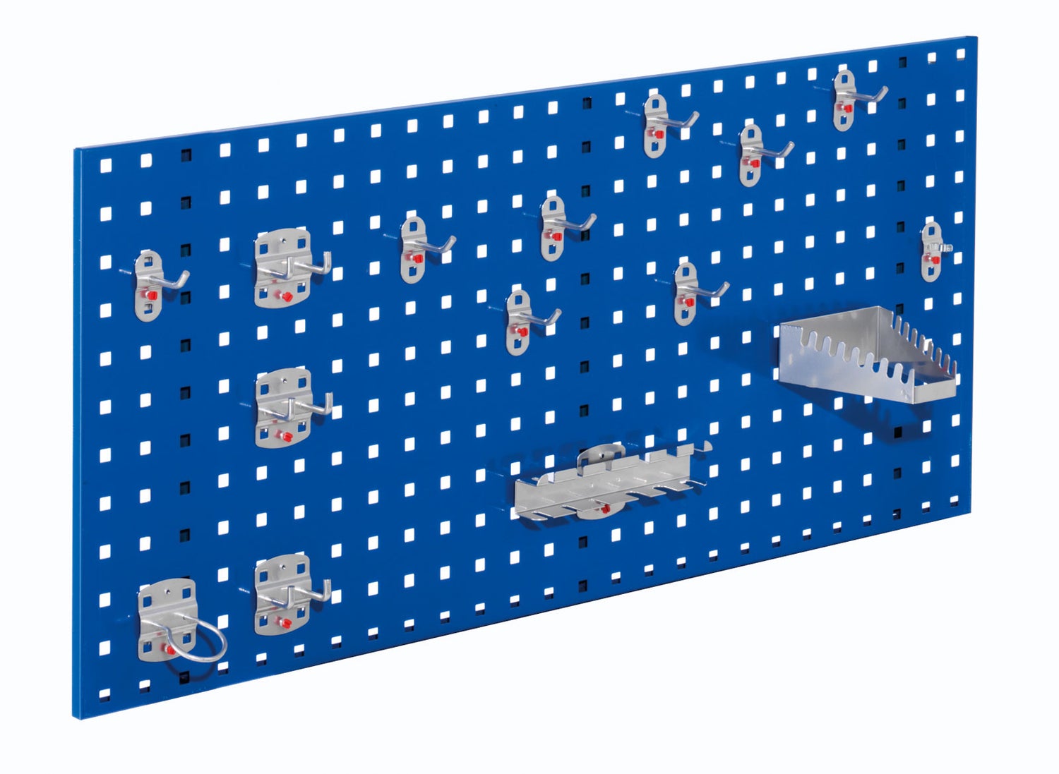 Kappes® RasterPlan Starterset #1 1x Geperforeerde plaat 1000x450mm 1x Gereedschapshouders assortiment 15-delig Gentiaanblauw RAL 5010