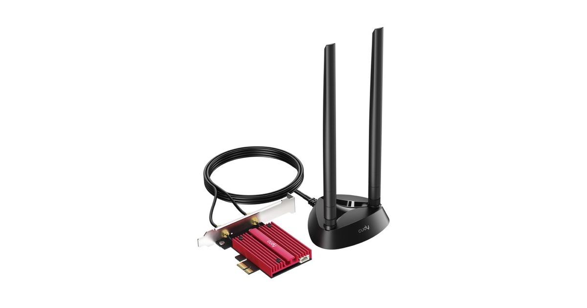 CudyAX5400 Wi-Fi 6E Bluetooth 5.3 PCI-E wlan adapter  (Rood)