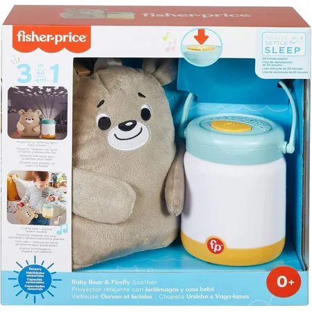Fisher-Price Bärchenbaby-Kuscheltier, Nachtlicht, Sternen-Projektion