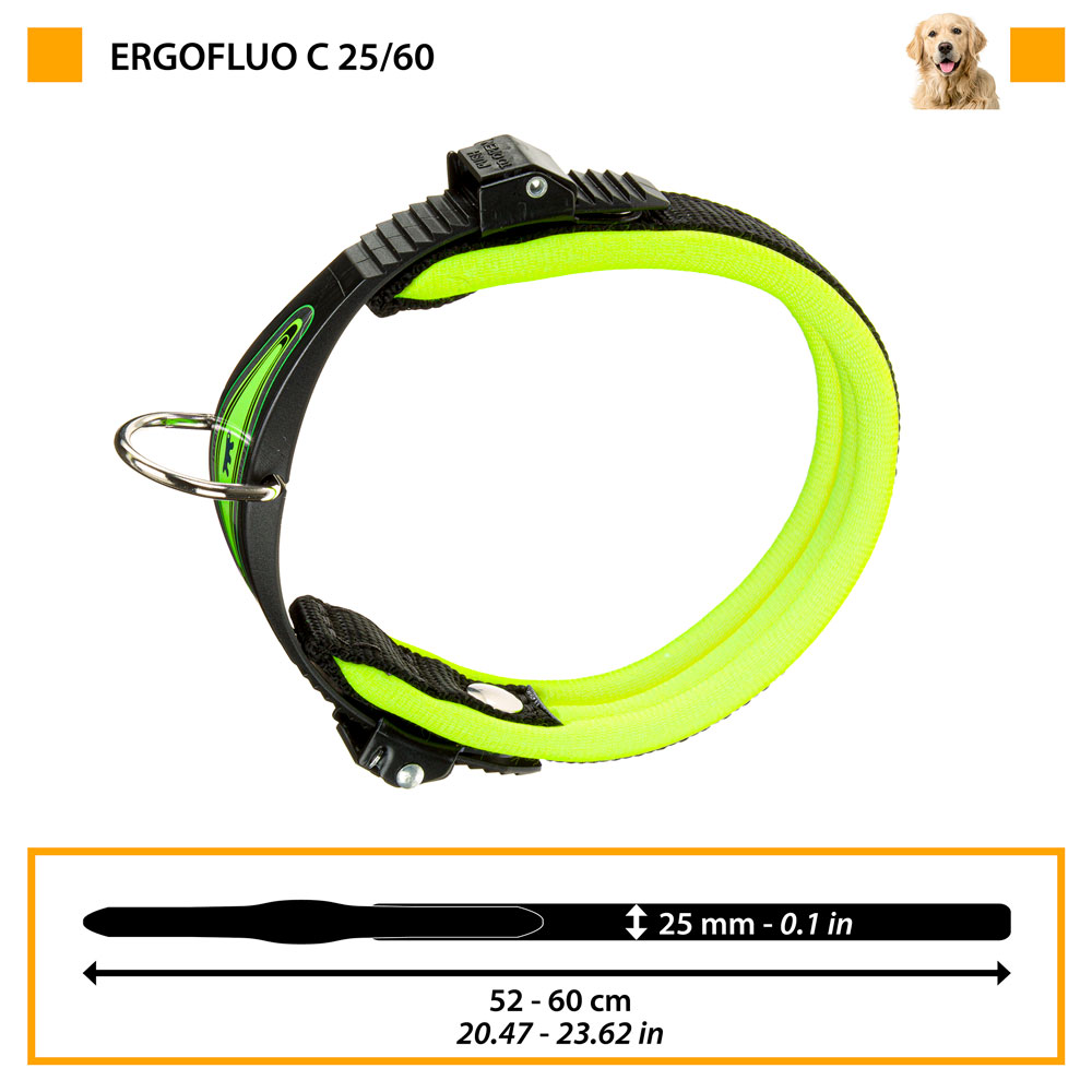 Collier ergonomique pour chiens ergofluo c25/60 avec rembourrage et fermeture à micro-régulation