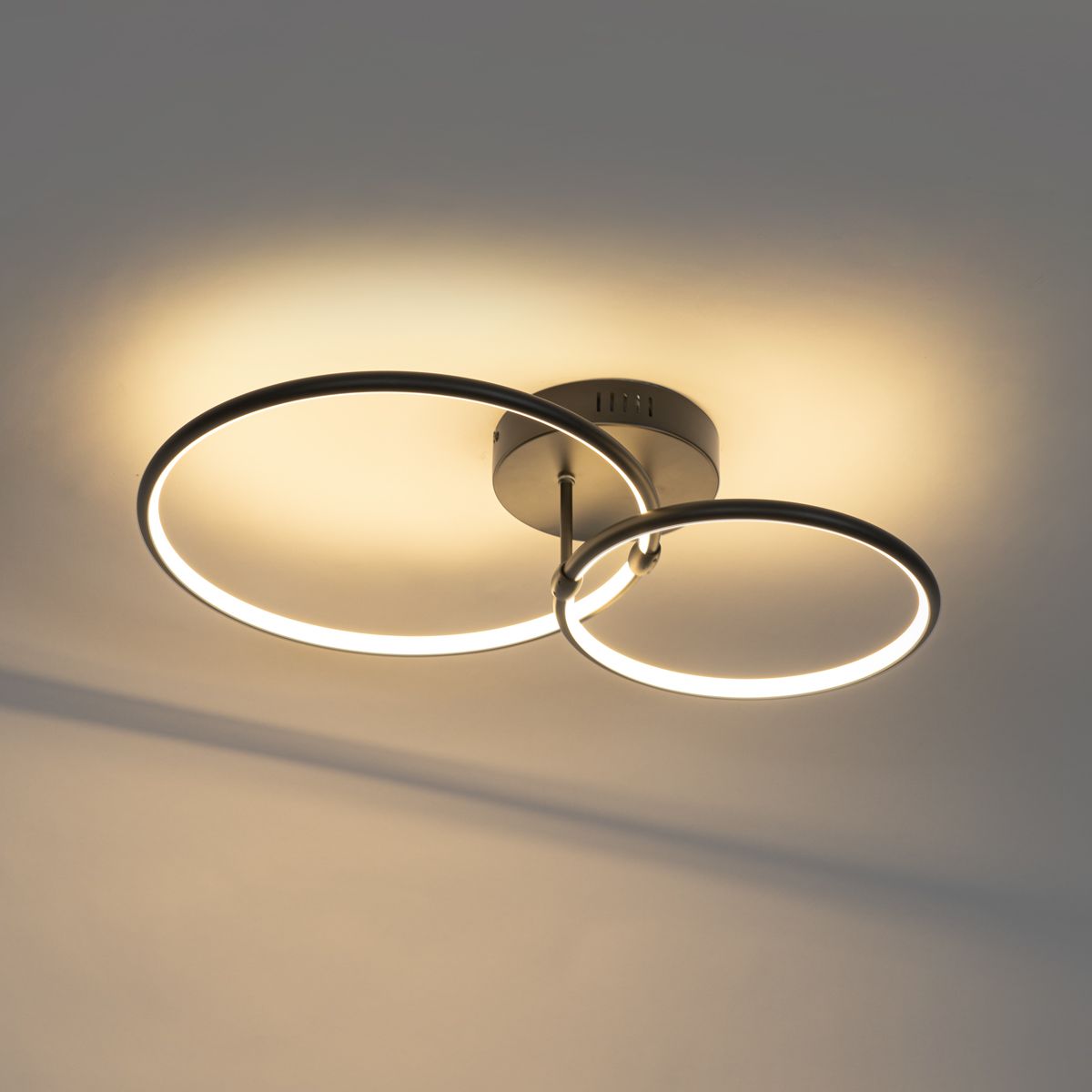 Design plafondlamp zwart incl. LED 3-staps dimbaar 2-lichts - Joaniqa