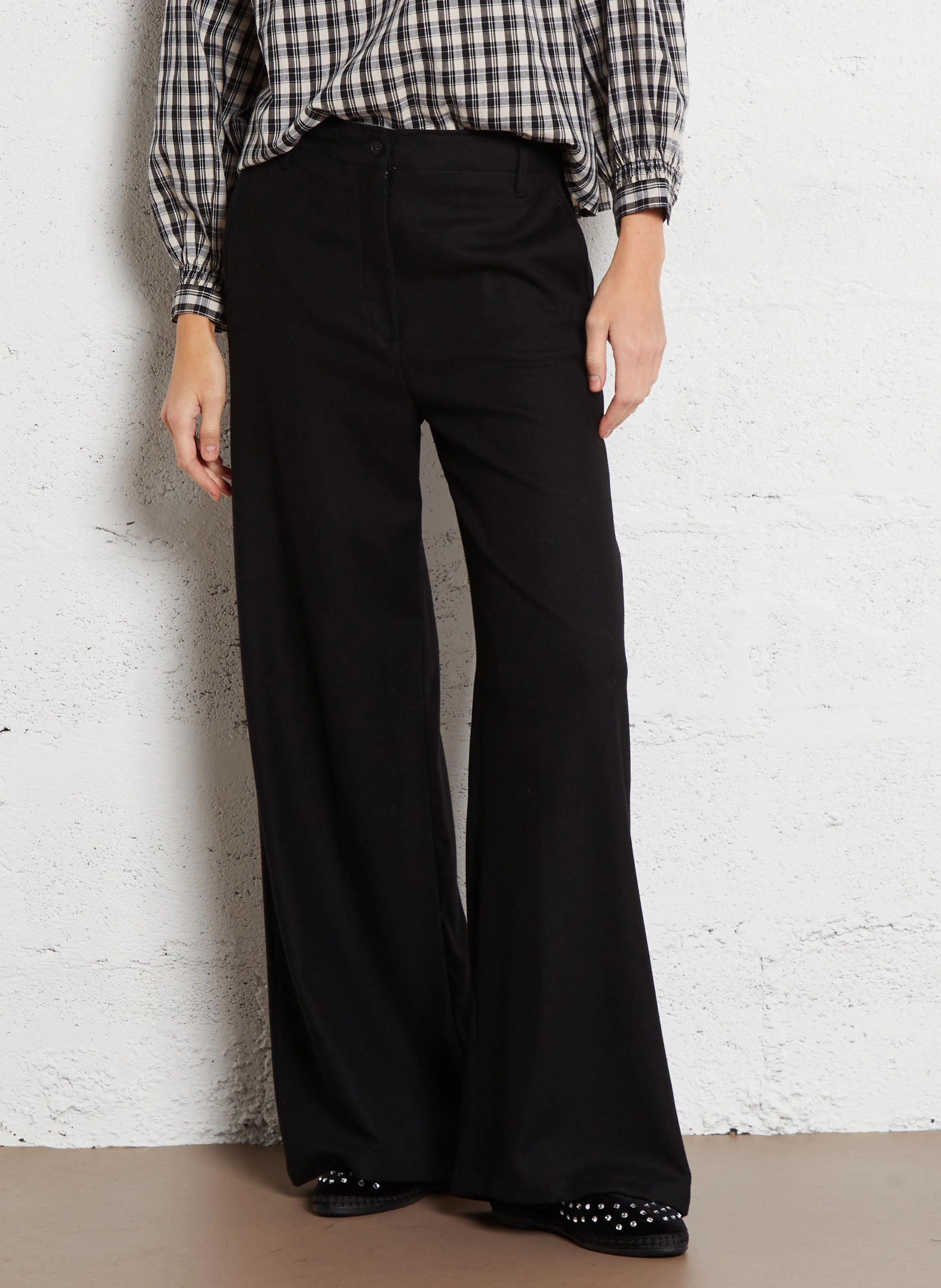 POMEO - Pantalon droit taille mi-haute | Noir