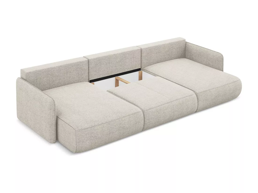 Canapé d'angle panoramique convertible en tissu chenille - argent - NANEA
