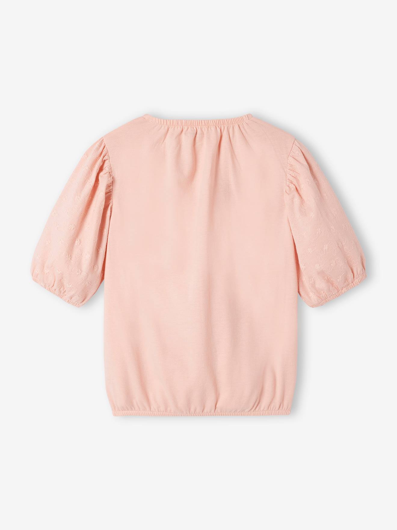 Blusa de malha vazada para meninas, rosa claro