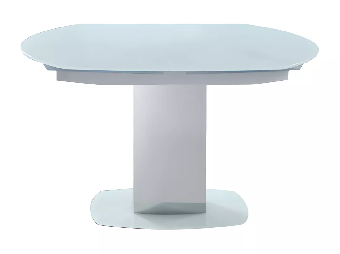 Table à manger extensible TALICIA - Verre trempé & métal - 6 à 8 personnes - Coloris Blanc