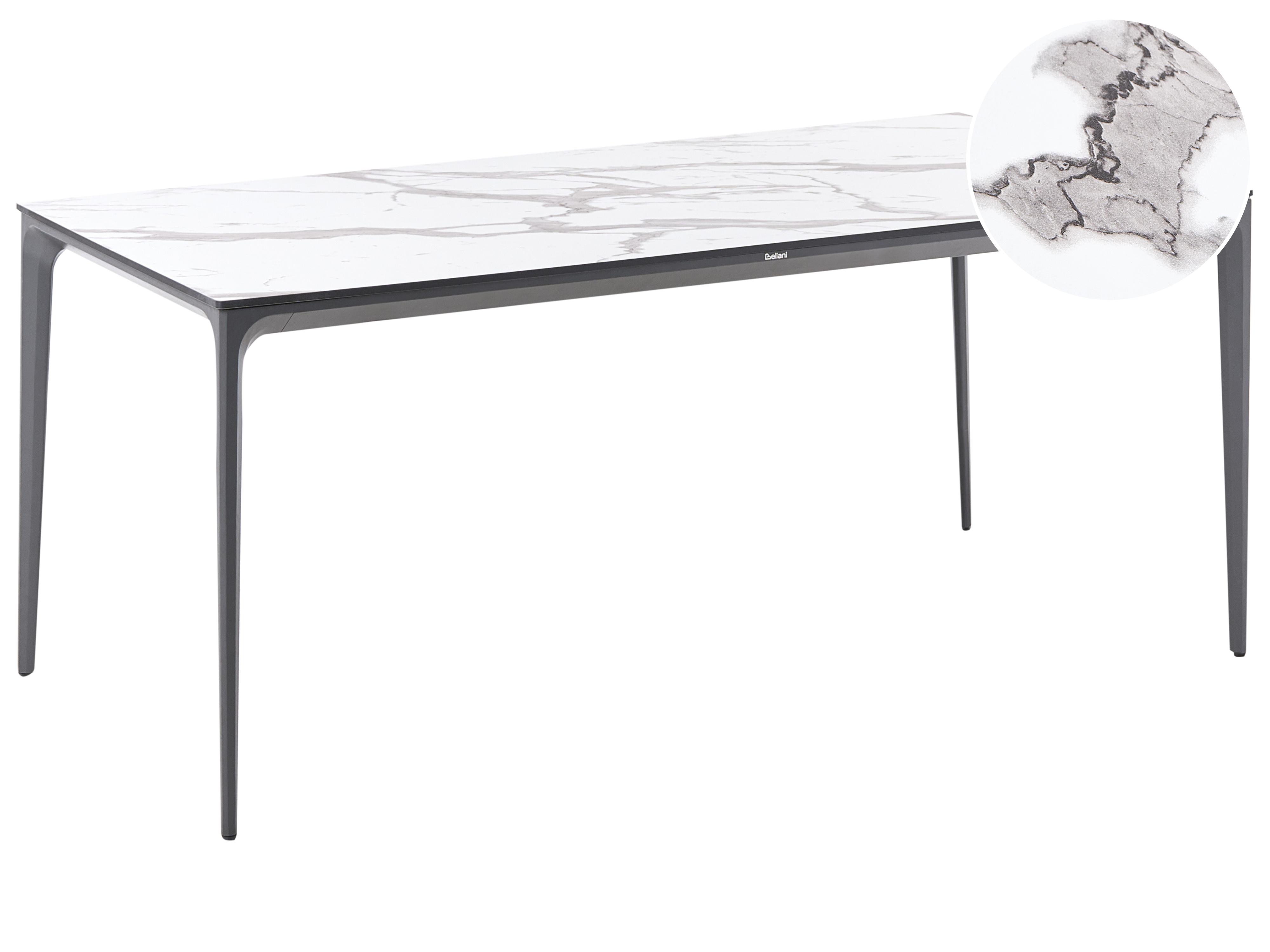 Tuin eettafel SOVARETO 180 cm 90 cm Marmereffect Wit marmer