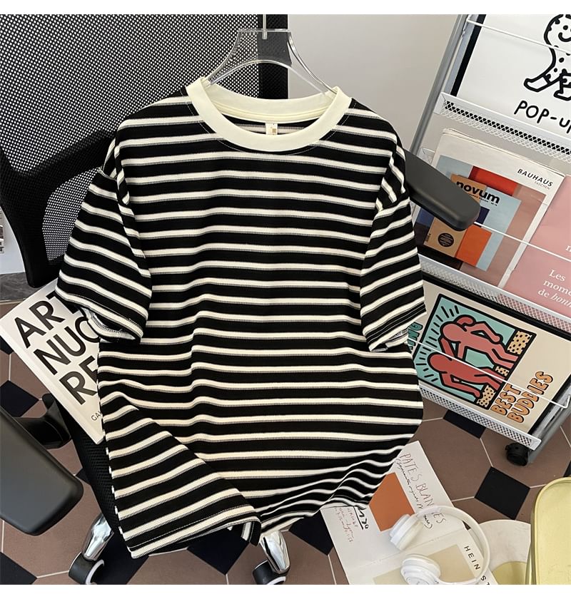 Filmas - T-shirt met ronde hals, strepen, contrasterende boorden en elleboogmouwen