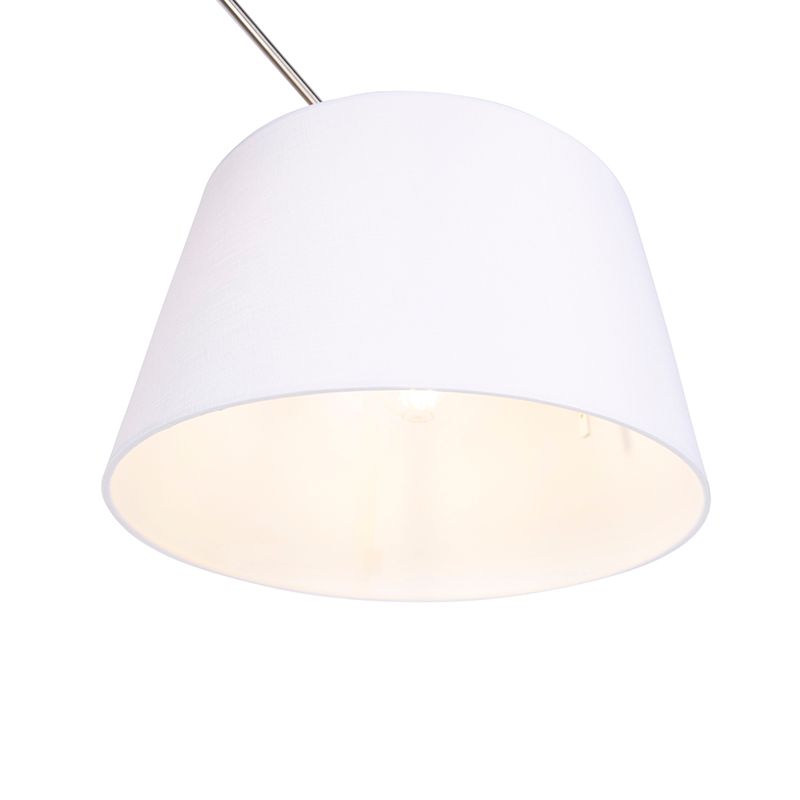 Hanglamp staal met linnen kap wit 35 cm - Blitz