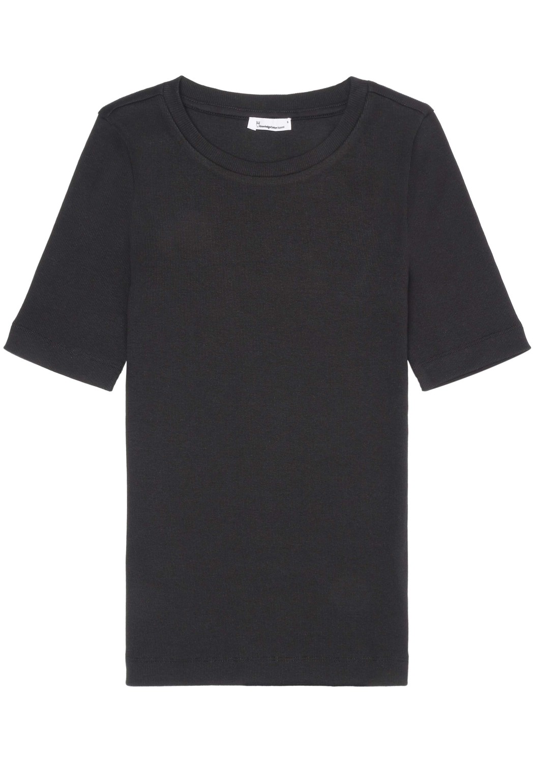 Knowledge Cotton Apparel Rib T-Shirt Black Jet