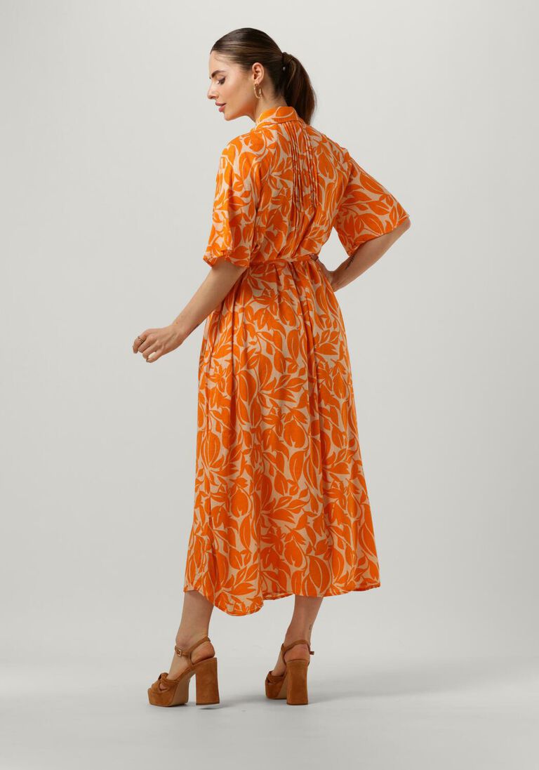 Y.A.S. oranje y.a.s. midi jurk yaslefira 2/4 long shirt dress s.