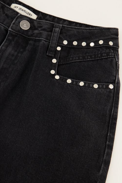 Zwarte jeans met wijde pijpen & studs