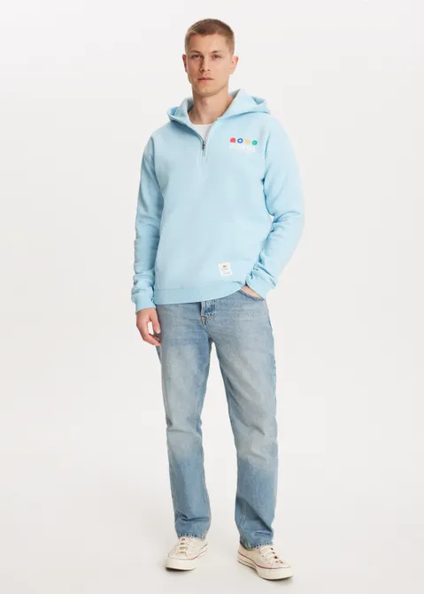 Half zip hoodie met print blauw (BLW.FR)