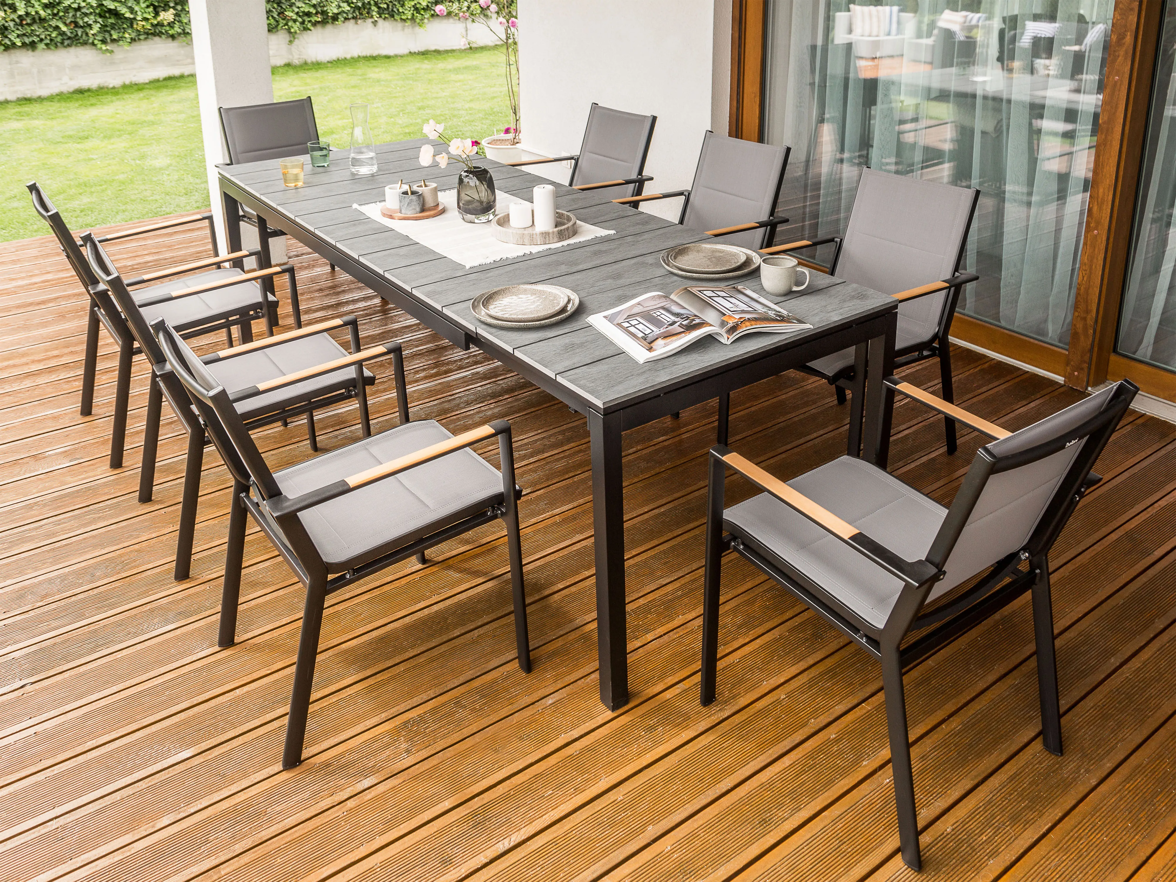 Uitschuifbare tuintafel TOFANE 198/248 cm 90 cm Grijs