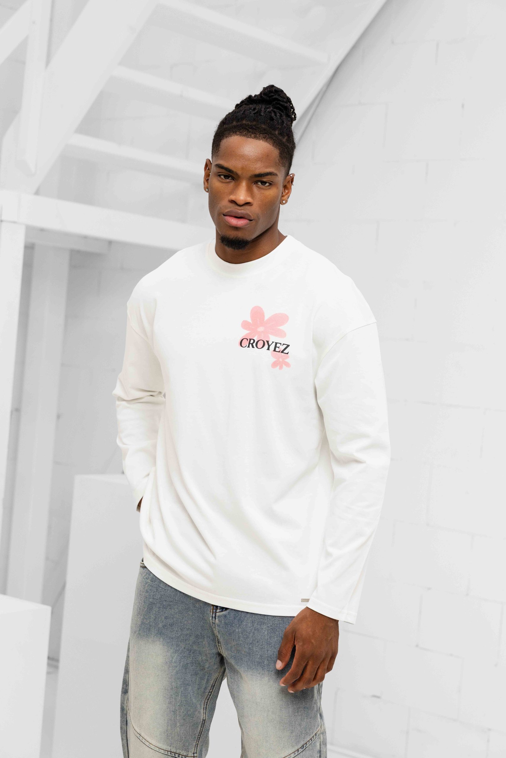 Croyez Botanique Longsleeve T-Shirt Heren Gebroken Wit