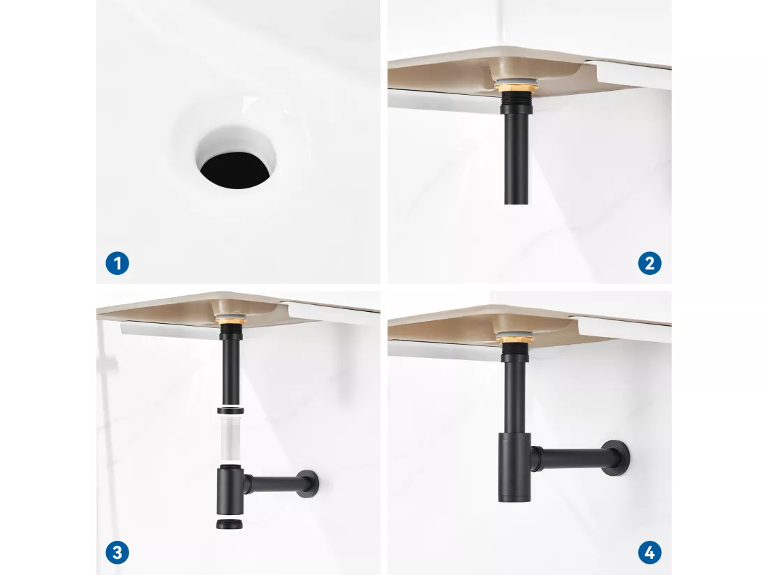 Auralum max Siphon lavabo design universel,tuyau d'évacuation normalisé 1 1/4