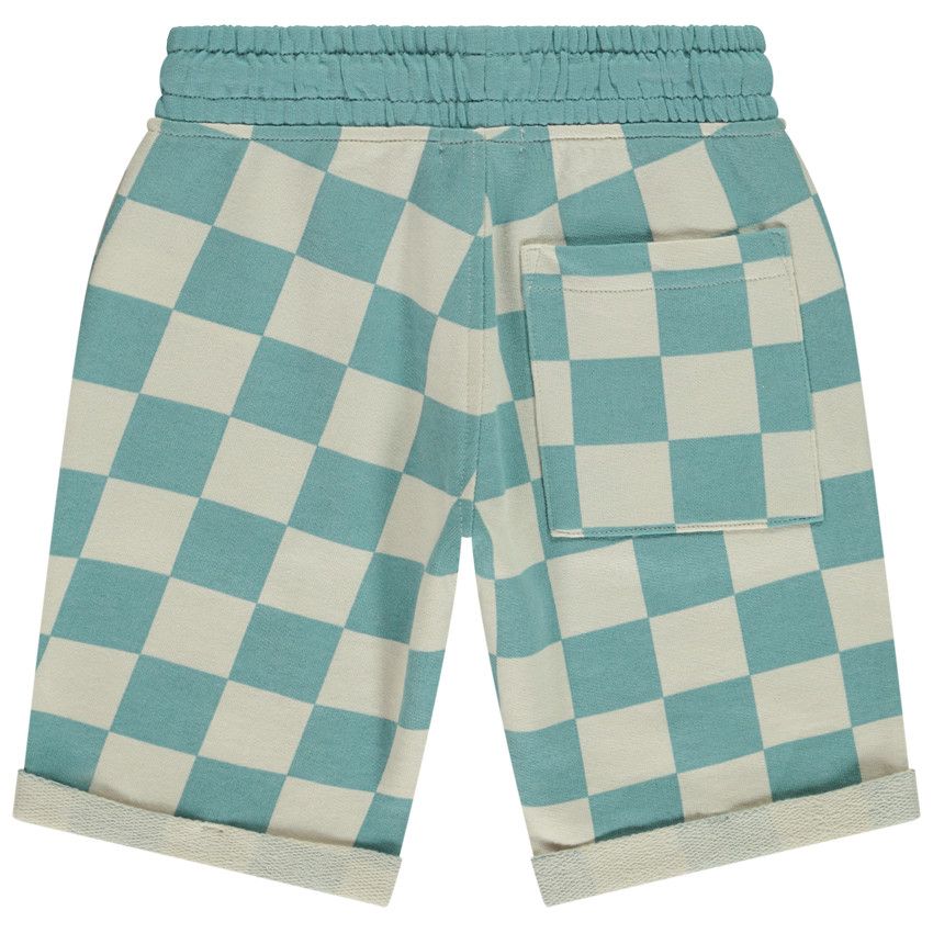 Bermuda molleton imprimé damier pour garçon - Bleu moyen