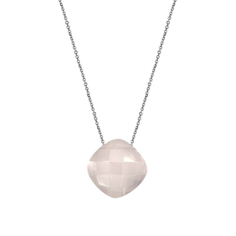 Collier argent 925 Quartz rose naturelle