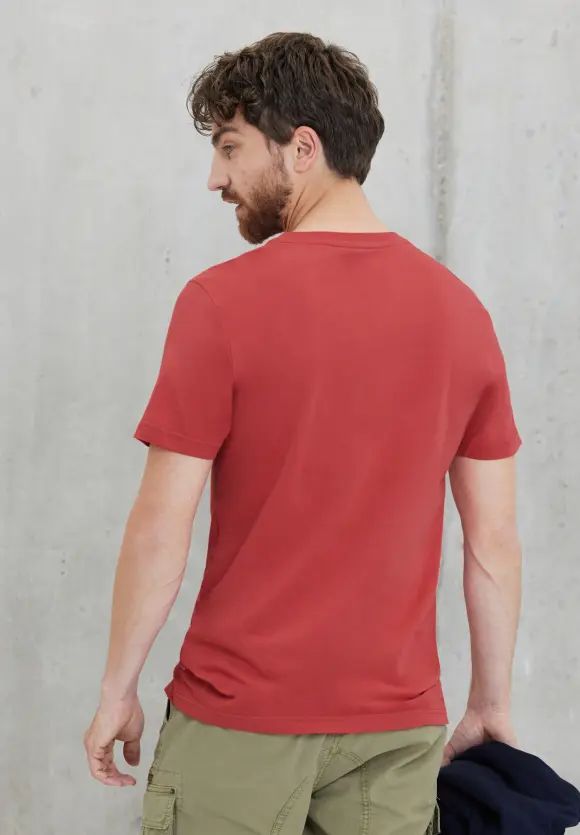 T-Shirt mit Partprint - lobster red
