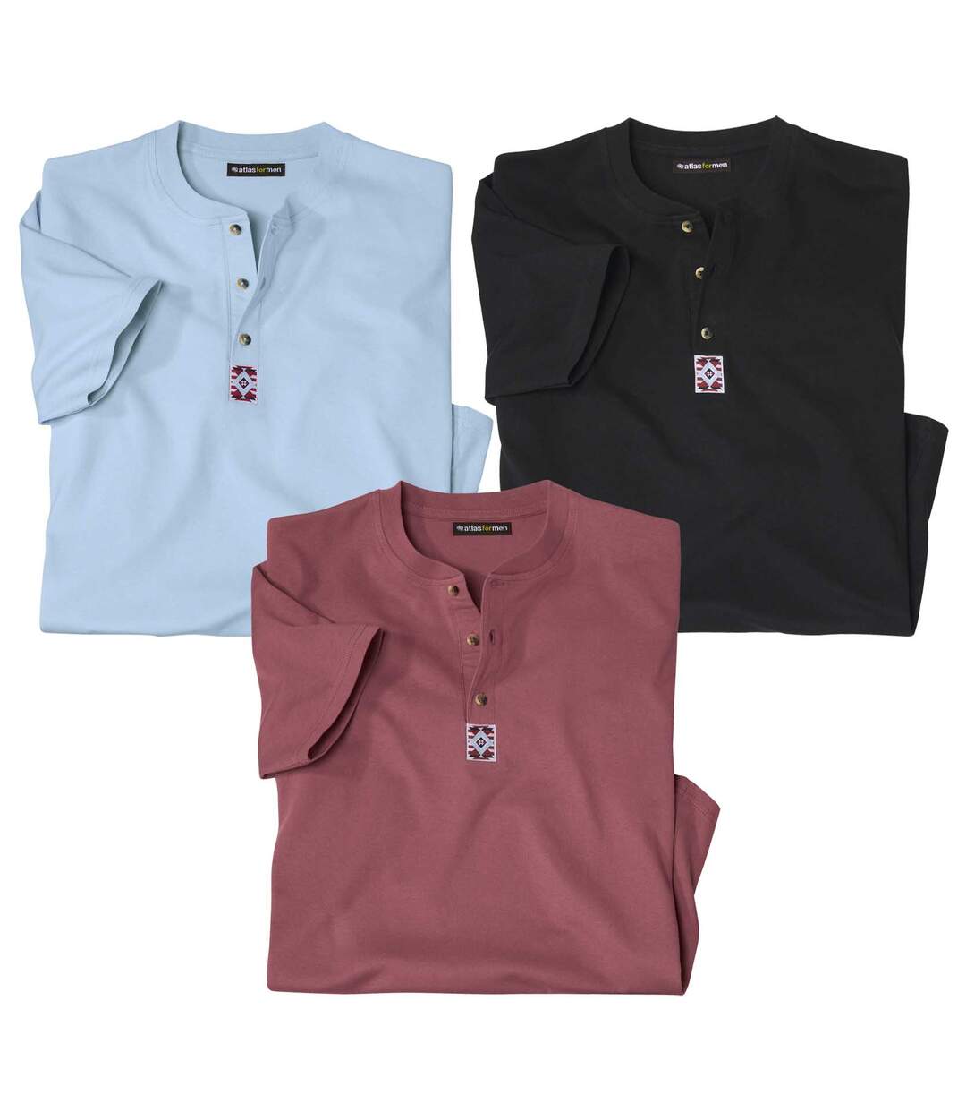 Lot de 3 Tee-Shirts Col Tunisien West-Side