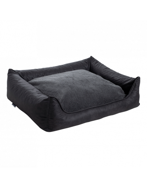 Maxxnobel Orthopedische Sofa Lederlook\/Teddy Zwart&Antraciet - Hondenbank