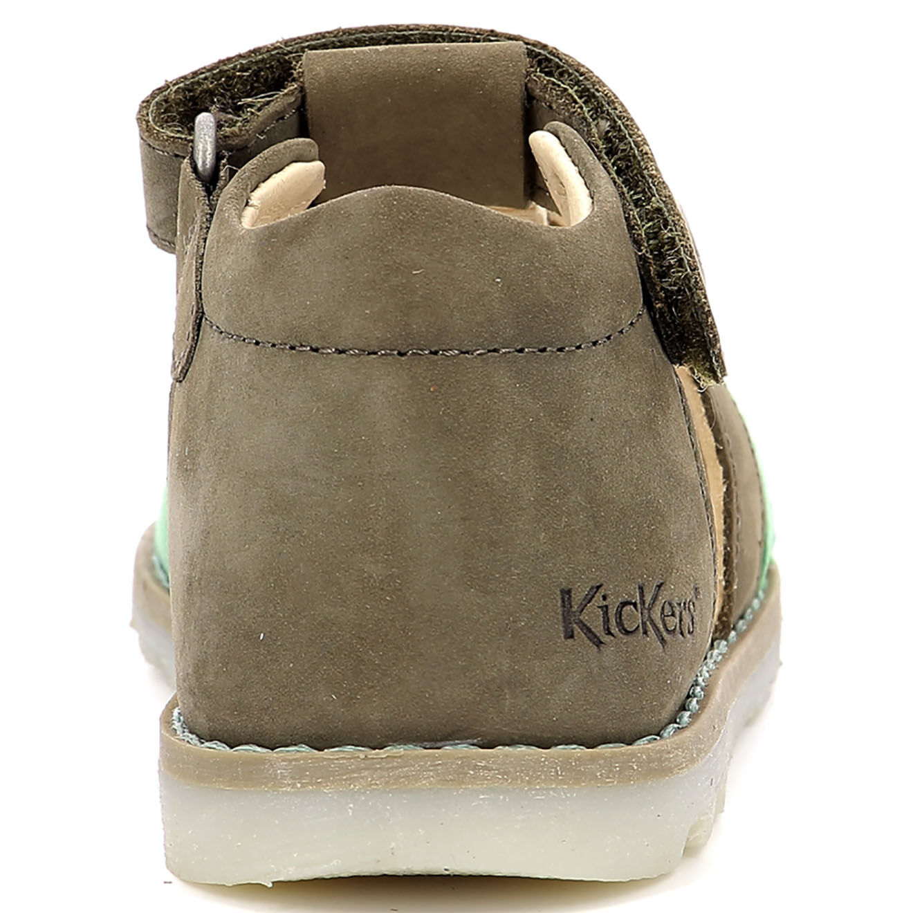 Kickers Sandales en Cuir Nonopi kaki/vert