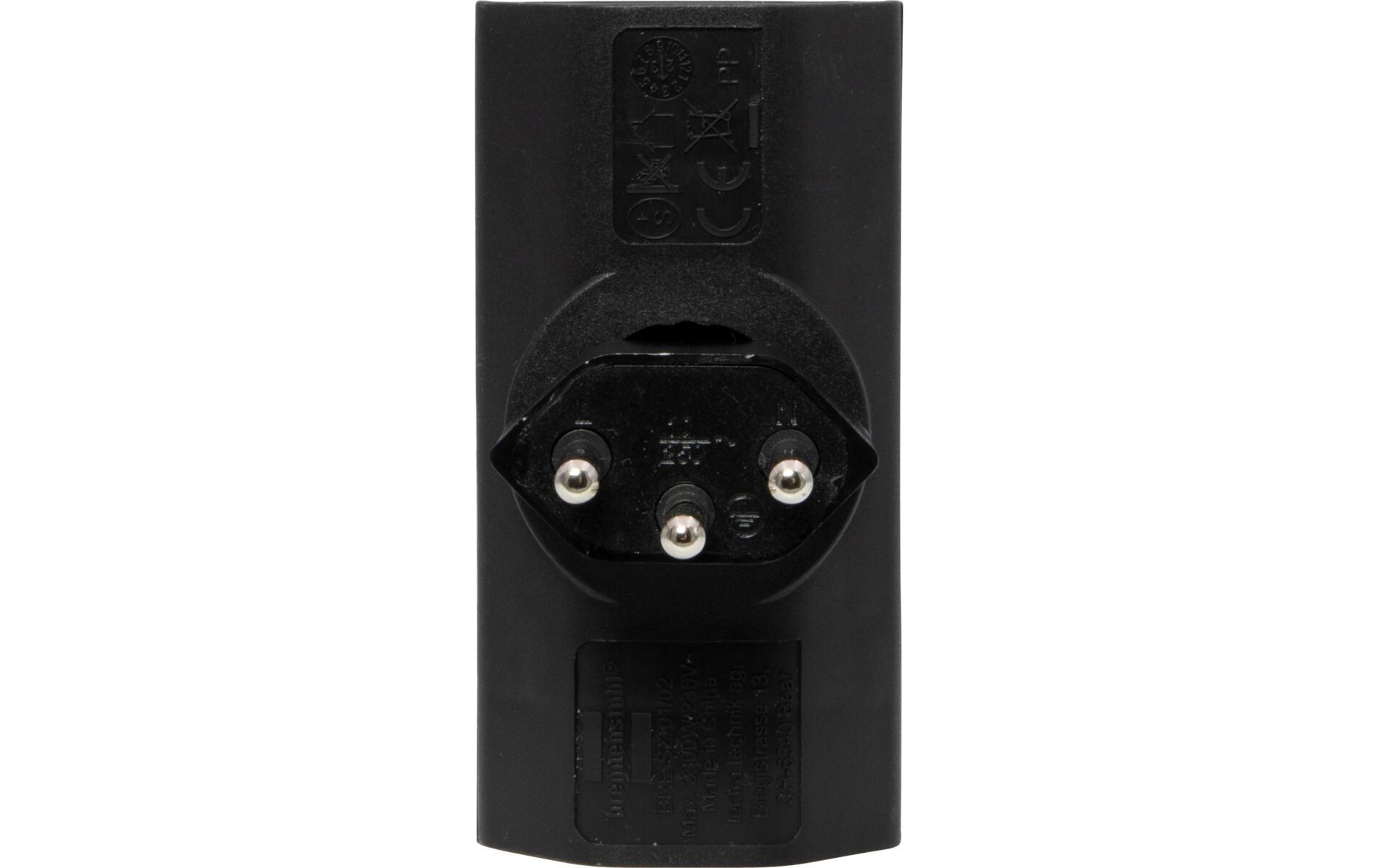 Flachstecker 2 x T13, 300° drehbar, flach, SchwarzExtra flacher und platzsparender T-Abzweigstecker