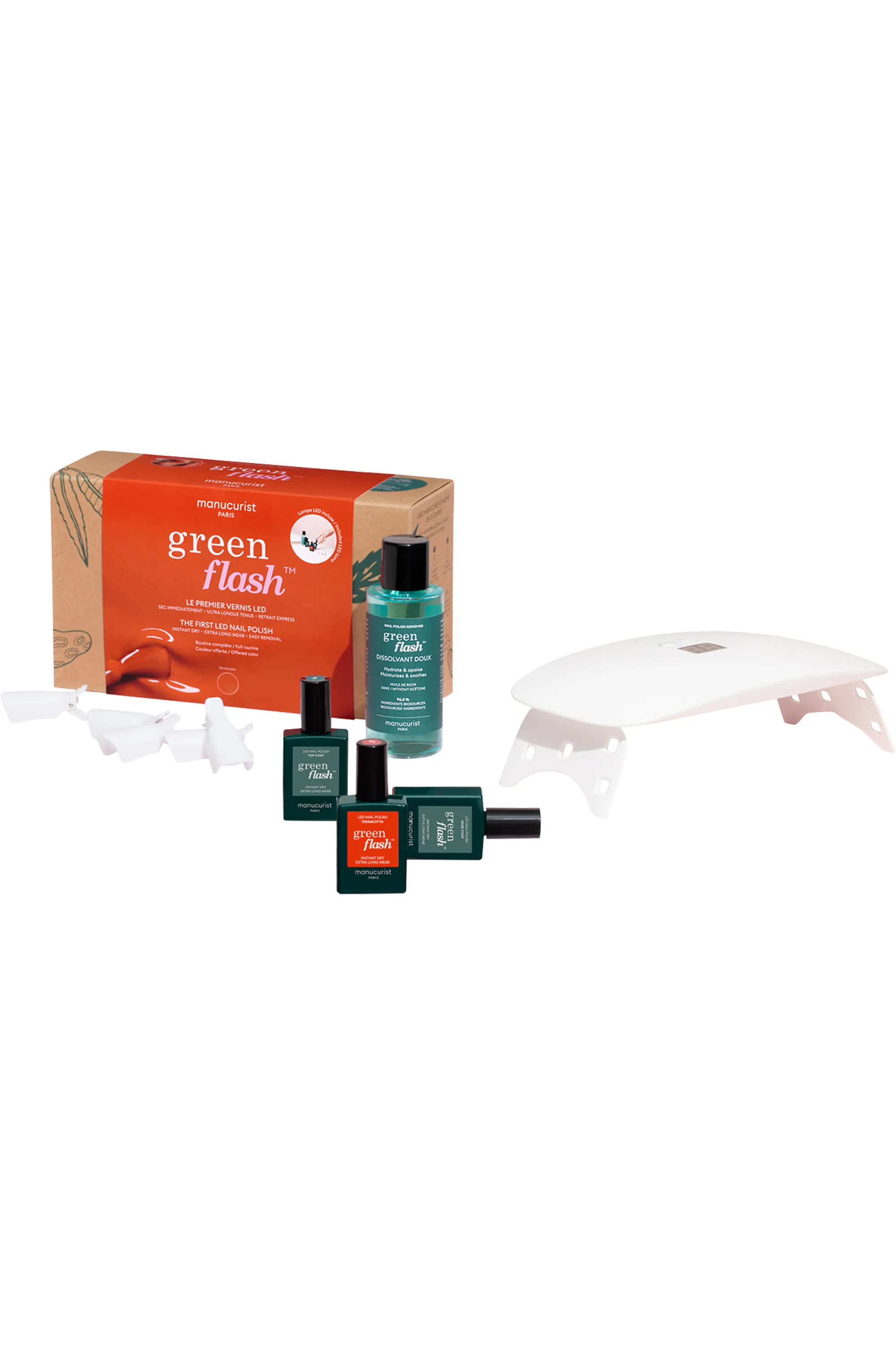 Manucurist Coffret routine semi-permanent Green Flash Lampe 24W vernis de couleur offert-800 g