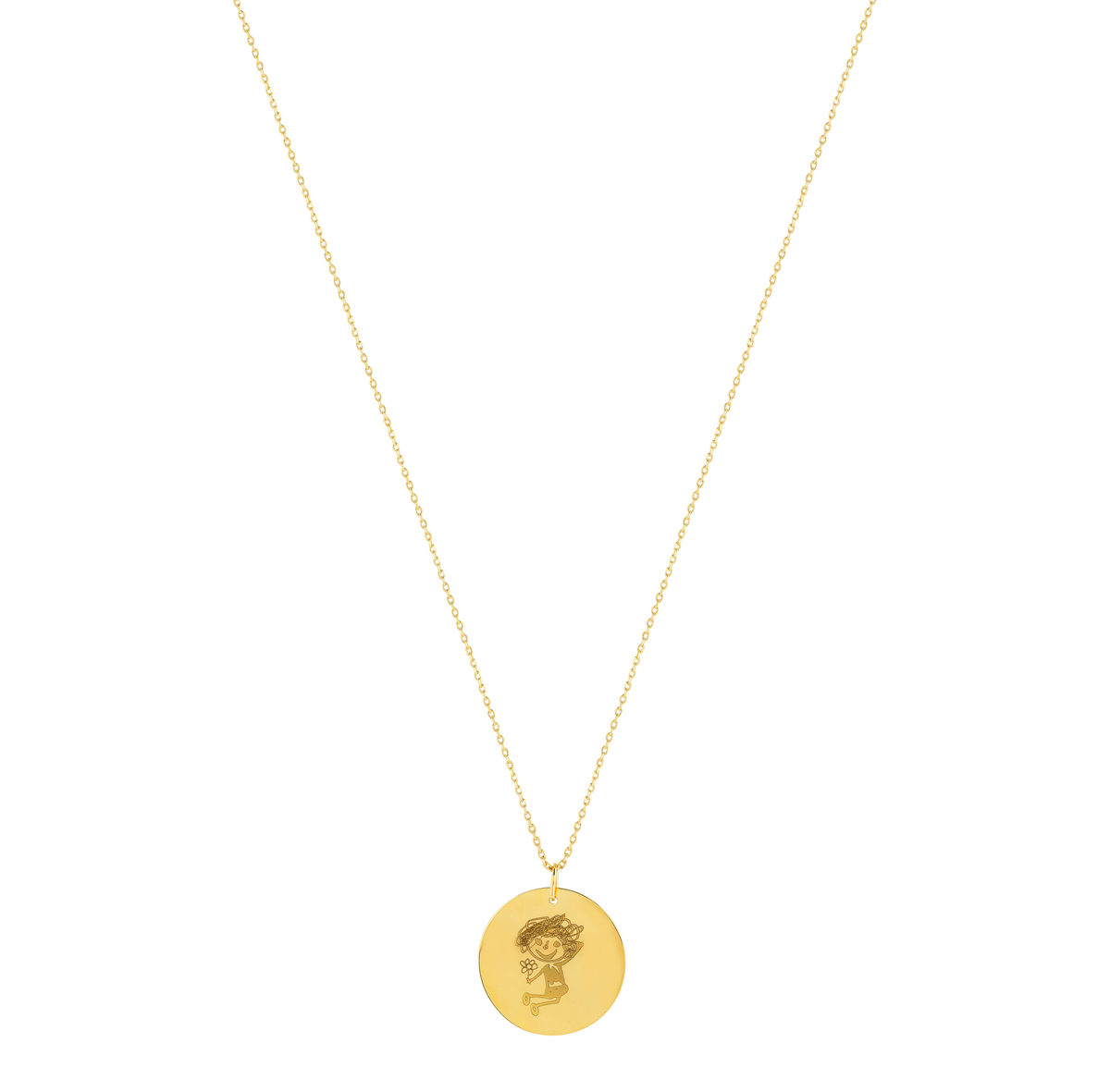Collier plaqué or médaille personnalisable 45 cm