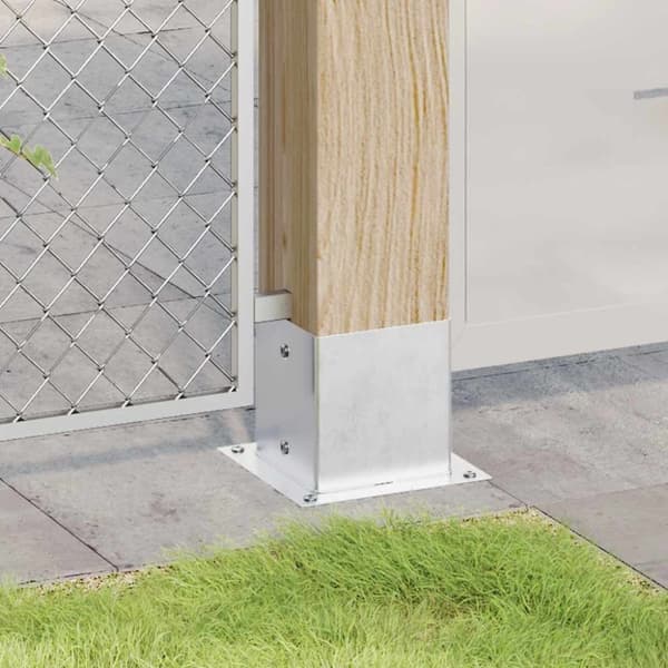 vidaXL Stolpebunner firkantet 4 stk sølv 141x141 mm galvanisert stål