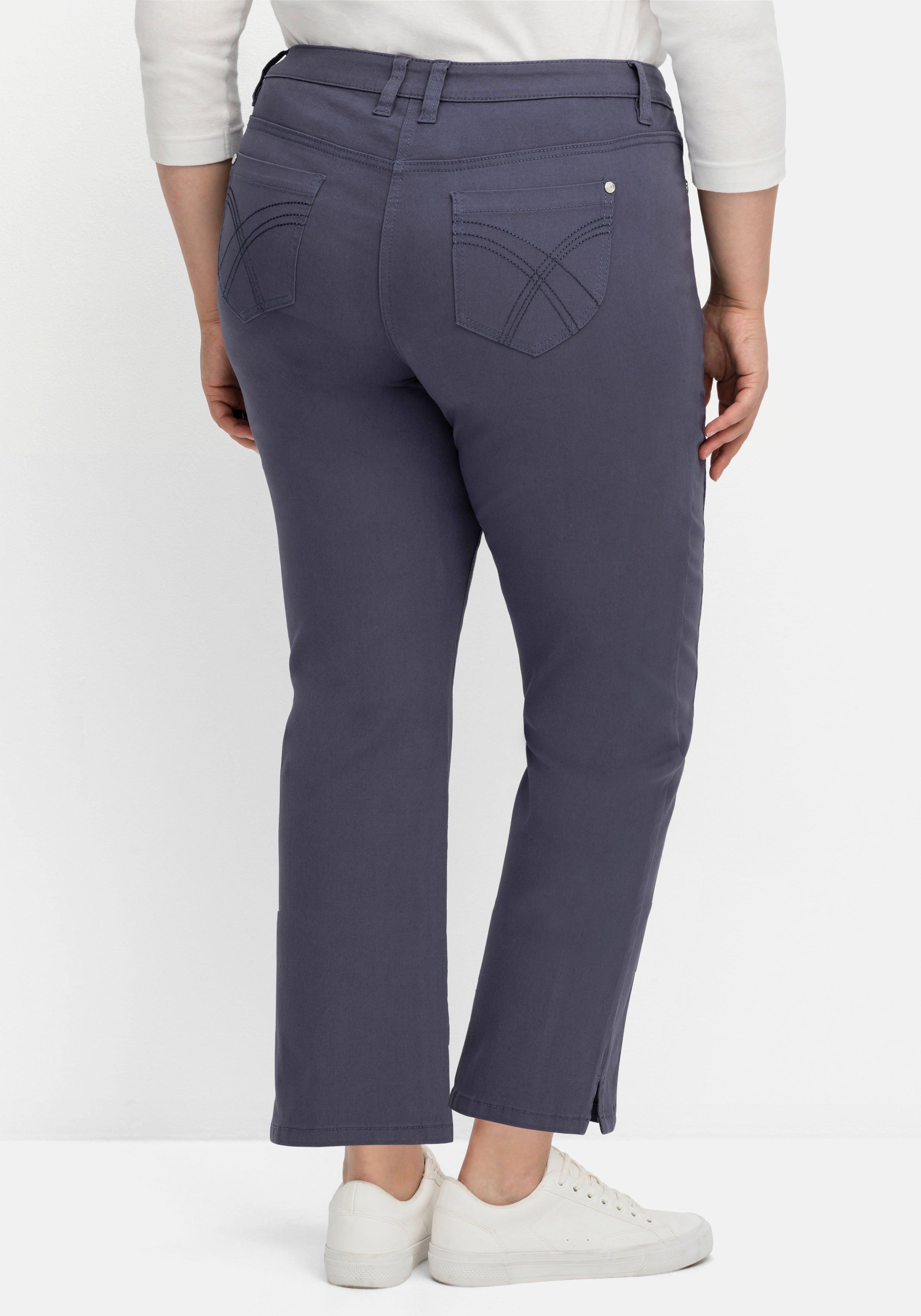 Gerade Twillhose in knöchelbedeckender Länge