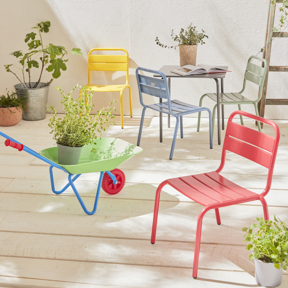 Salon de jardin pour enfants - anna - multicolore. 4 places. Table et chaises. 48x48cm