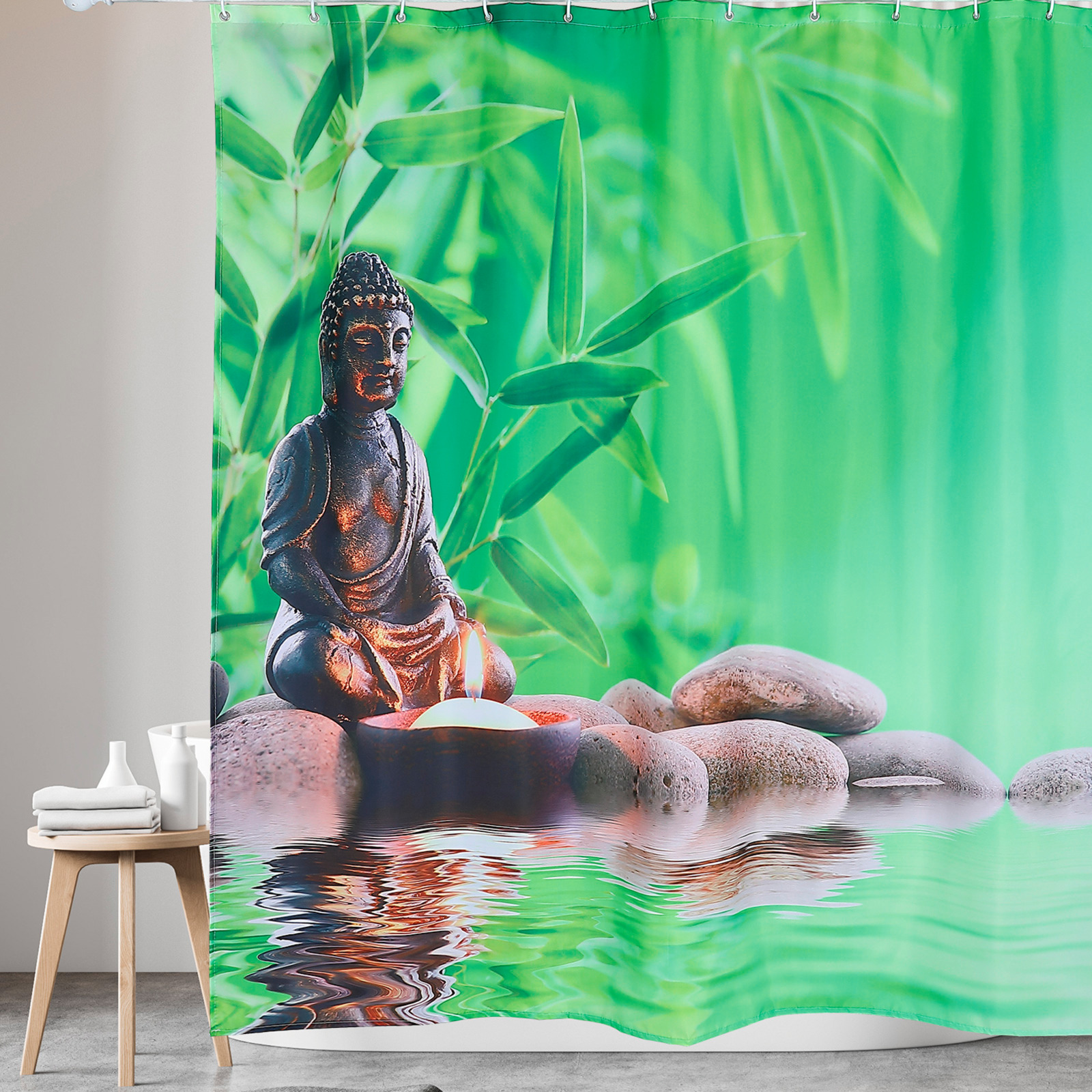 Duschvorhang Budha green 180x180cm
