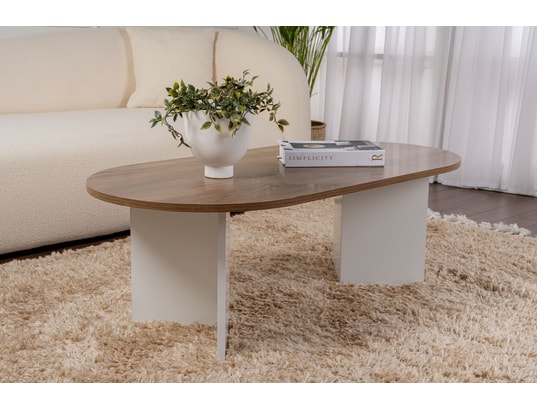 CONCEPT1 - Table basse Sable noyer blanc 119 x 60 x h40cm