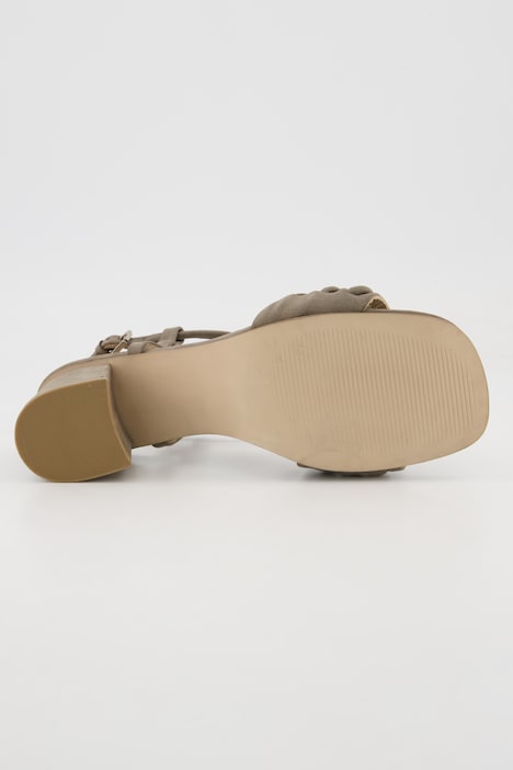 Leder-Sandaletten, Nubukleder, Maschen-Optik, Weite H