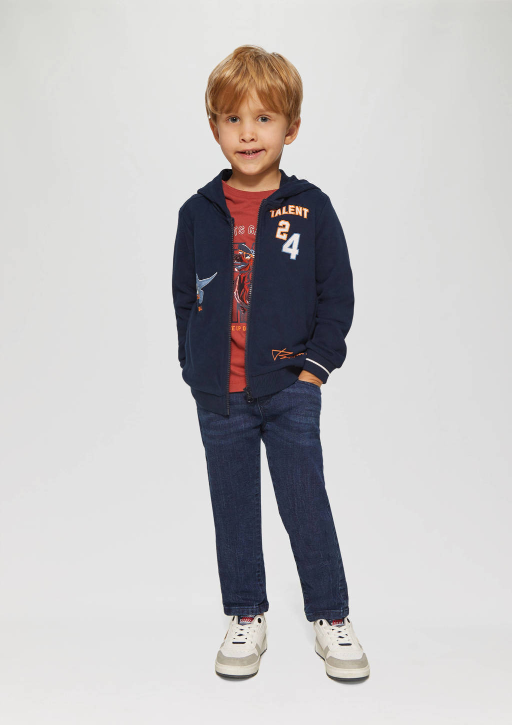 s.Oliver sweatvest met printopdruk donkerblauw